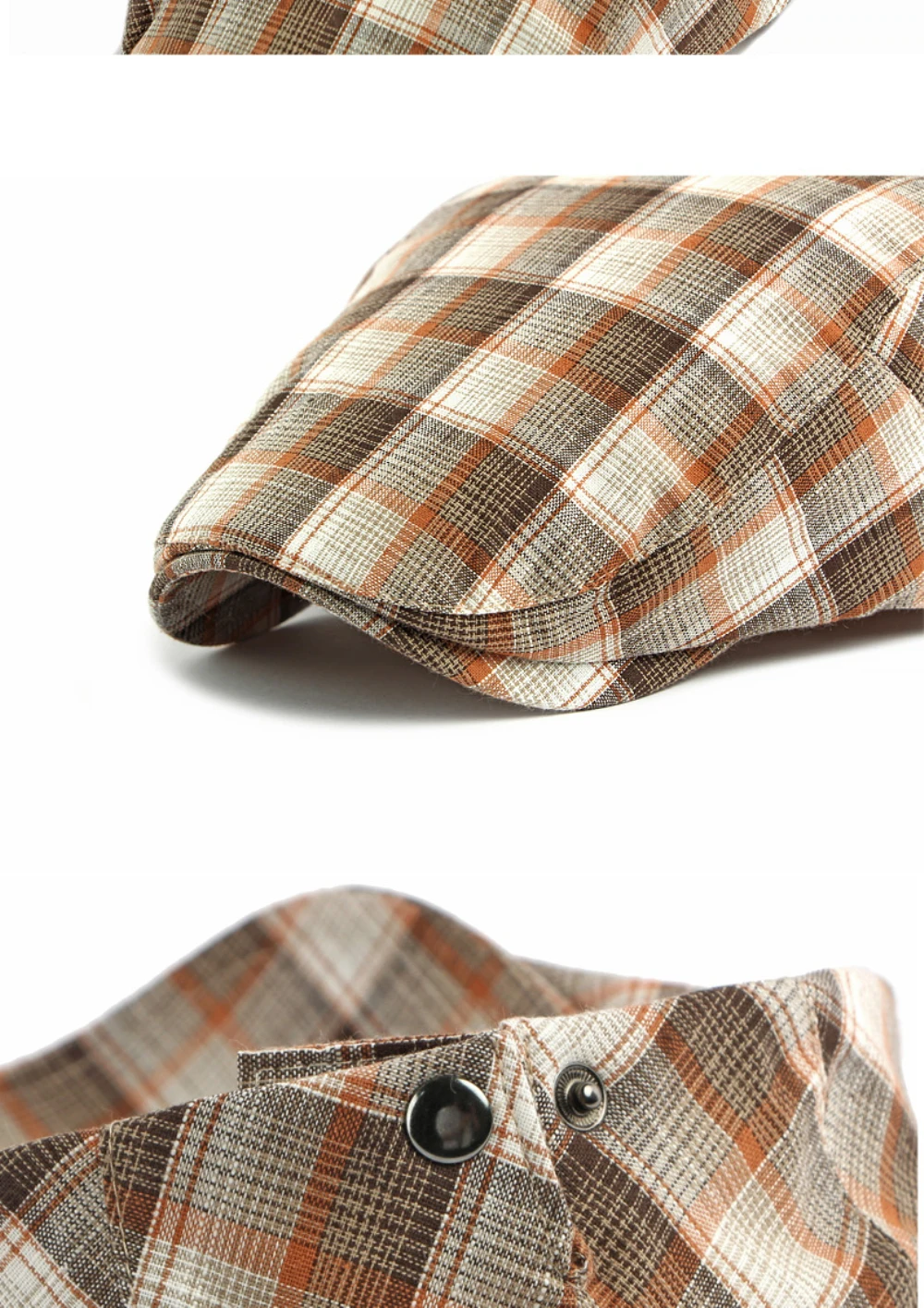 HT5073 Neue Frühling-Sommer Karierte Baskenmütze Unisex Ivy Flat Cap Vintage Künstler-Mütze Verstellbare Herren-Baskenmütze – Detail 5