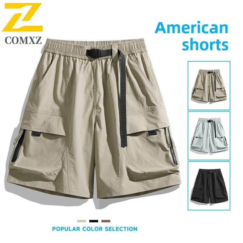 

American Style Ice Silk Breathable Tooling Shorts Men Outdoor Mountaineering Camping Multi-Pocket Casual Sports Pants Men Shorts