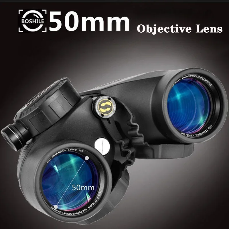 Boshile 7x50 Military Binocular Powerful Marine Telescopic With Compass Rangefinder Fog&Waterproof BAK4 Prism FMC Lens