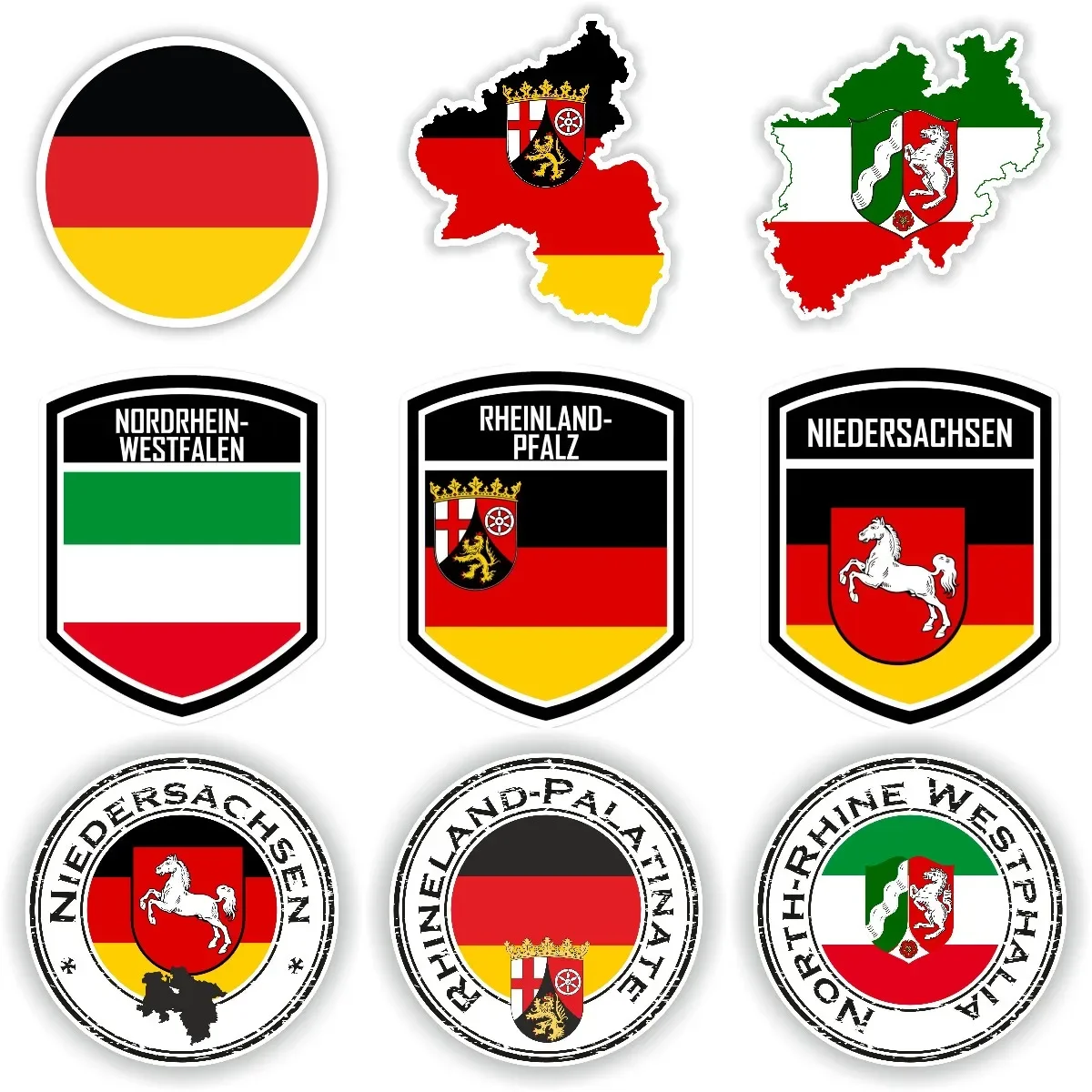 

Germany Niedersachsen Westphalia Rheinland Flag Map Badge PVC Sticker for Decorate Laptop Camper Van Bicycle Car Window Wall