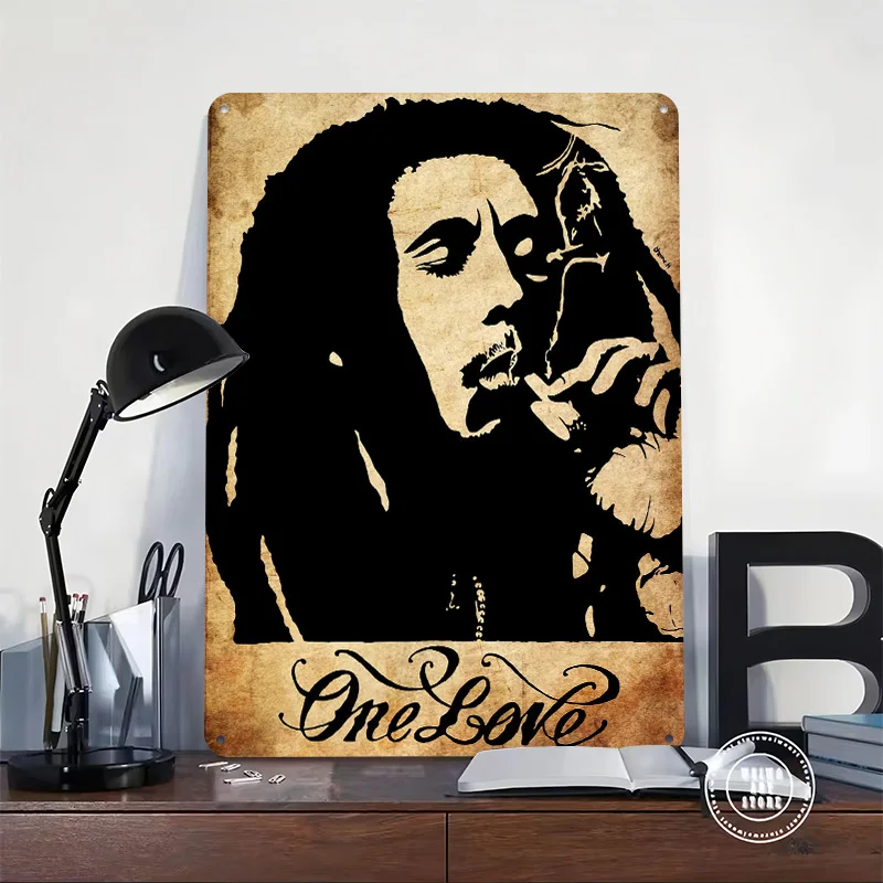 Bob Marley One Love Portrait 3D Texture Metal Poster Customized Wall Art Tin Sign Gift for Mancave Bar Accessories Vintage Decor