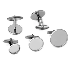 10pcs 12/14/16/18/20mm Stainless Steel Round Pad Tray Cufflink Settings Cabochon Base For Cabochon Cameo DIY Jewelry Making