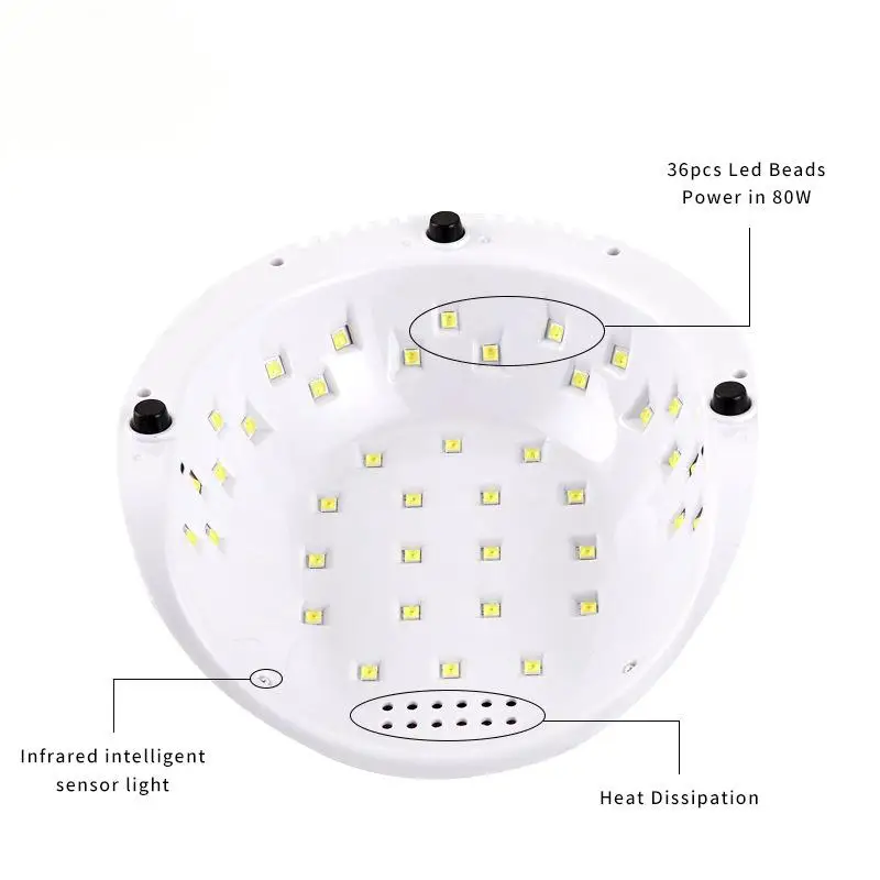 Lâmpada UV LED para unhas com luz vermelha de 86 W com sensor inteligente - Secador de esmalte em gel portátil de cura rápida para uso doméstico e em salão de beleza
