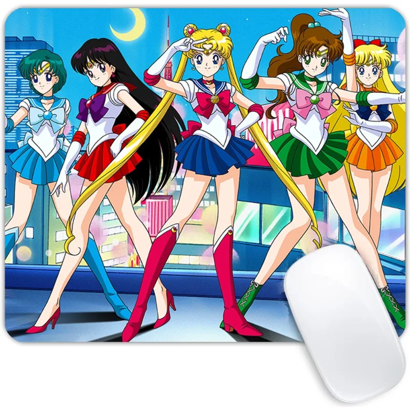 Sailors Moons Mauspad für Damen, rosa, Kawaii-Cartoon-Anime-Mauspad für PC-Gamer, Desktop-Dekoration, Büro-Mauspad, Schreibtischunterlage, Teppich