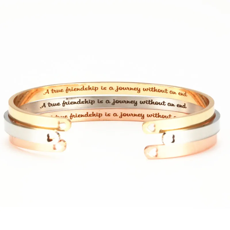 Friendship Customized Coordinate Engraved Name Text Heart Hole Cuff Bangle Personalized Necklace Men Bracelet Stainless Steel