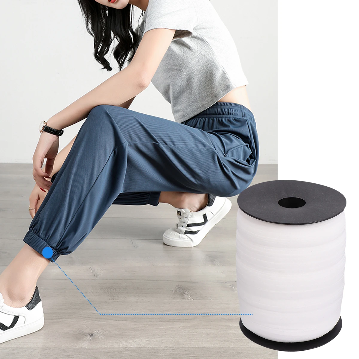 

1 Roll 100M 1.5Cm Wide Chinlon Elastic Band For Protective Hat Diy Sewing Craft Clothing Accessories Elastic Knitting Band Home