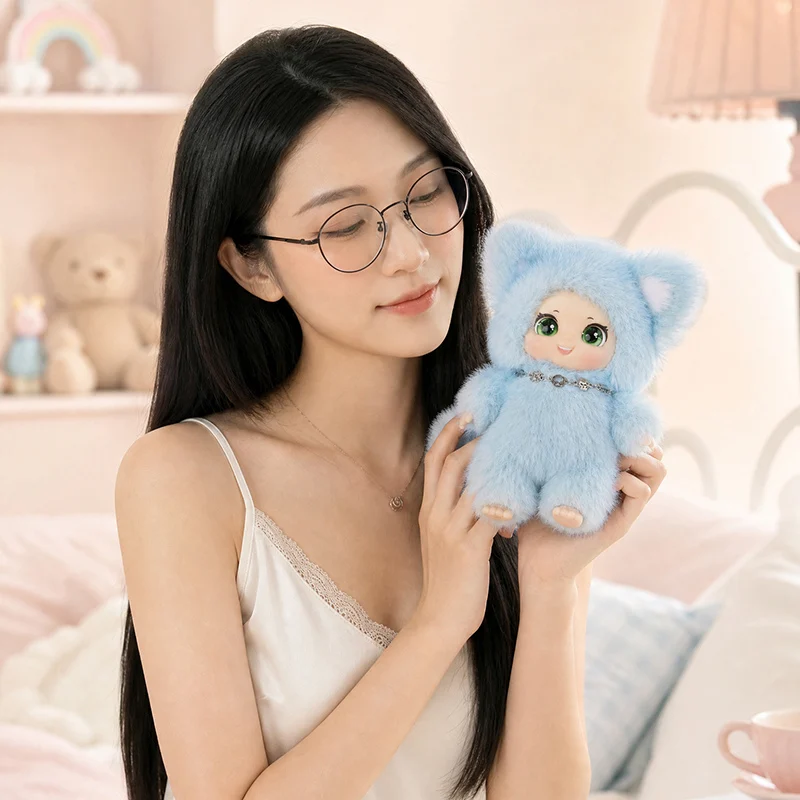 Kawaii Fox Plush Toy Fox Vinyl Face Plush Stuffed Animals Colorful Fox Christmas Birthday Gift for Kids and Friends view 6
