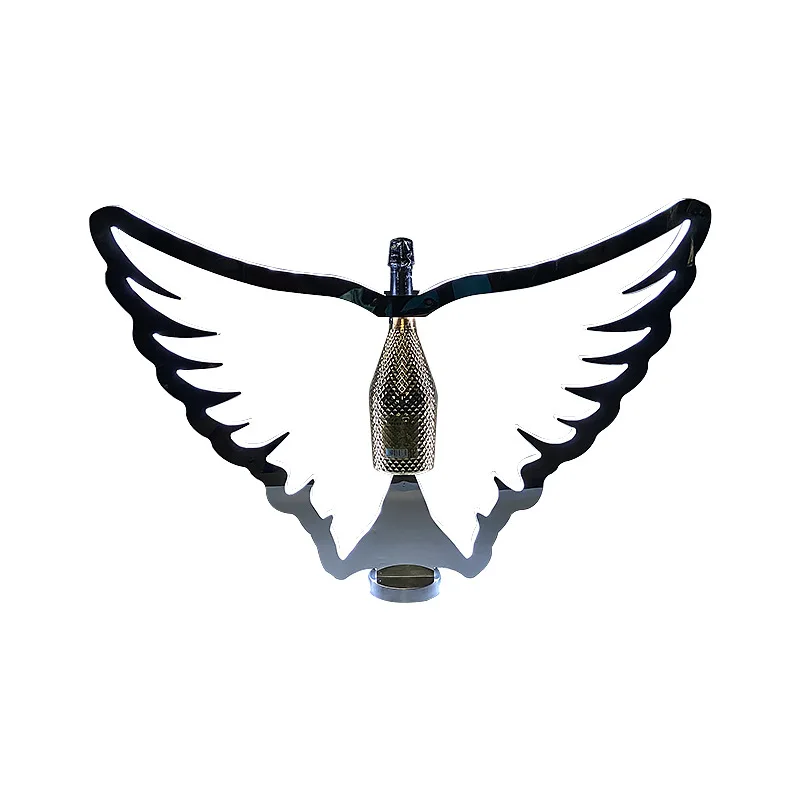 

LED luminous colorful wings wine holder champagne foreign charging base stainless steel wine rack bar KTV wine prop