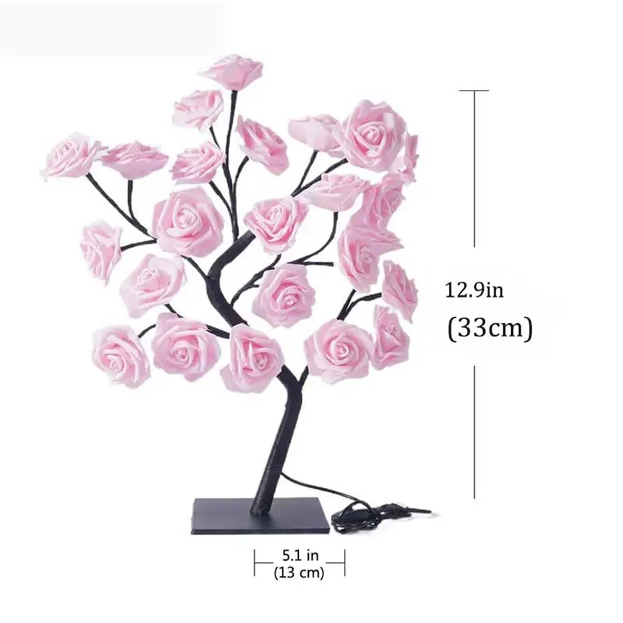 24 LED Rose Tree Lamp USB Powered Flower Light Night Light For Home Decoration Outdoor Party Weddings Gift Lantern