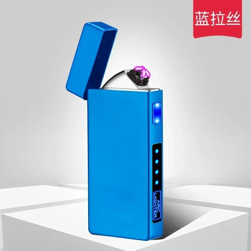 2023New USB Metal Double Arc Windproof Plasma Lighter, Touch Induction Lighter, LED Display Screen, High-end Gifts for Men