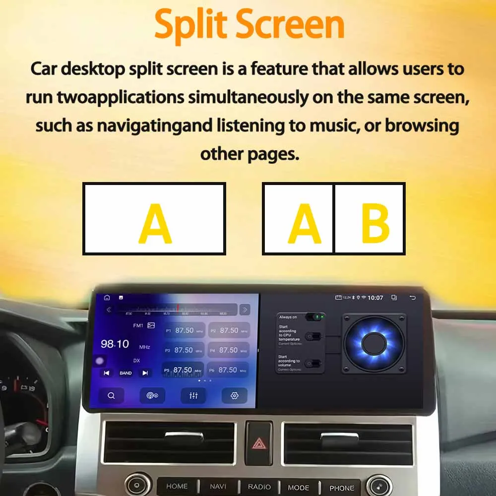 12.3 inch Android 15 Intelligent System Head Unit Carplay DSP Touch Screen For Toyota Camry 2000-2003 Split screen Bluetooth
