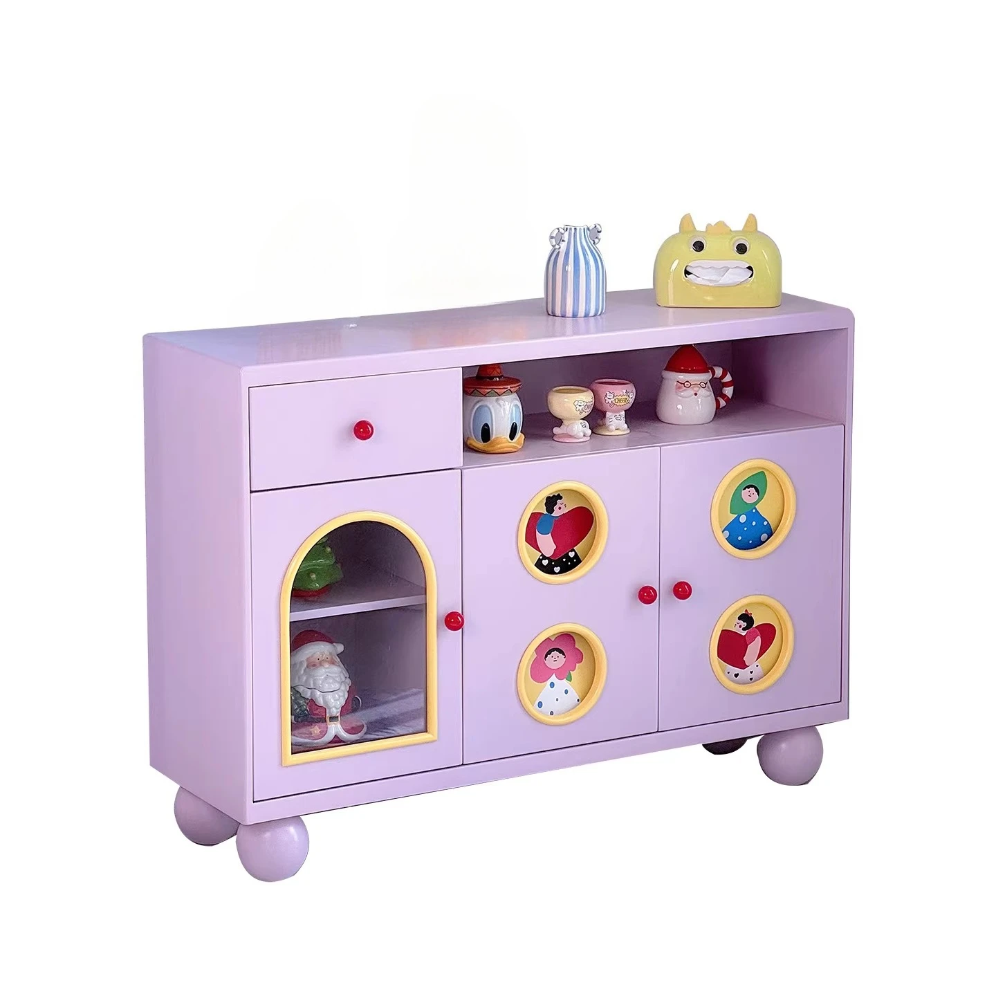 Side cabinet dopamine living room storage color contrasting porch cabinet storage cream wind