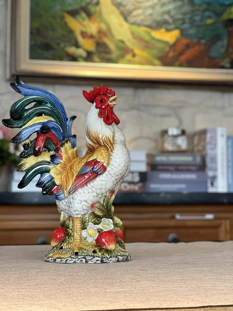 Fangya Town House Strawberry Rooster Ceramic Home Decoration TV Cabinet Wine Cabinet Gift Living Room Decoration Feng Shui Decor