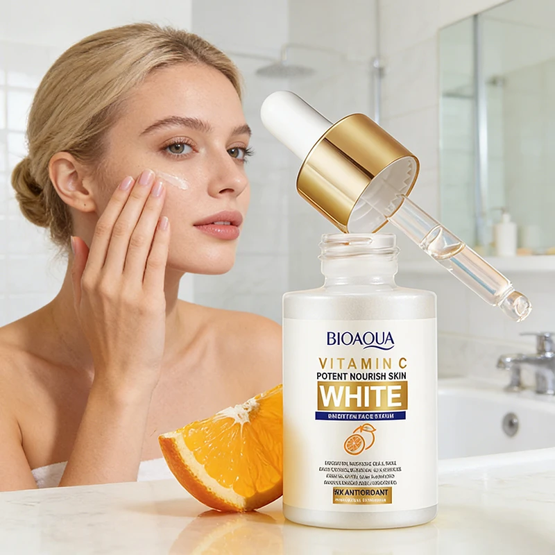 Sérum Facial de Vitamina C BIOAQUA Clareador Hidratante Anti-Rugas Anti-Envelhecimento Essência Facial para Cuidados com a Pele