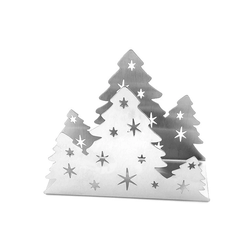 Stainless Steel Napkin Holder Christmas Tree Paper Napkin Holder Organizer Tissue Dispenser for Kitchen Countertops Dining Table