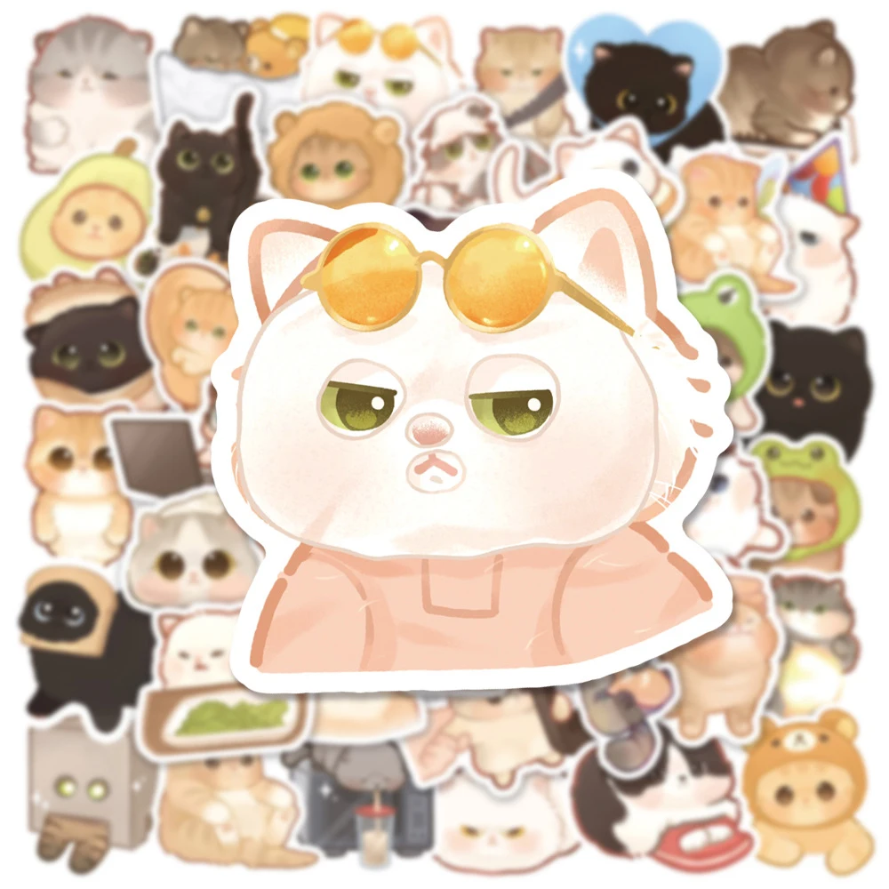 10/30/50/100PCS Cute Cat Stickers Notebook Stationary Scrapbook Laptop Phone Guitar Kawaii Animal Decal for Kids DIY Toy Gifts