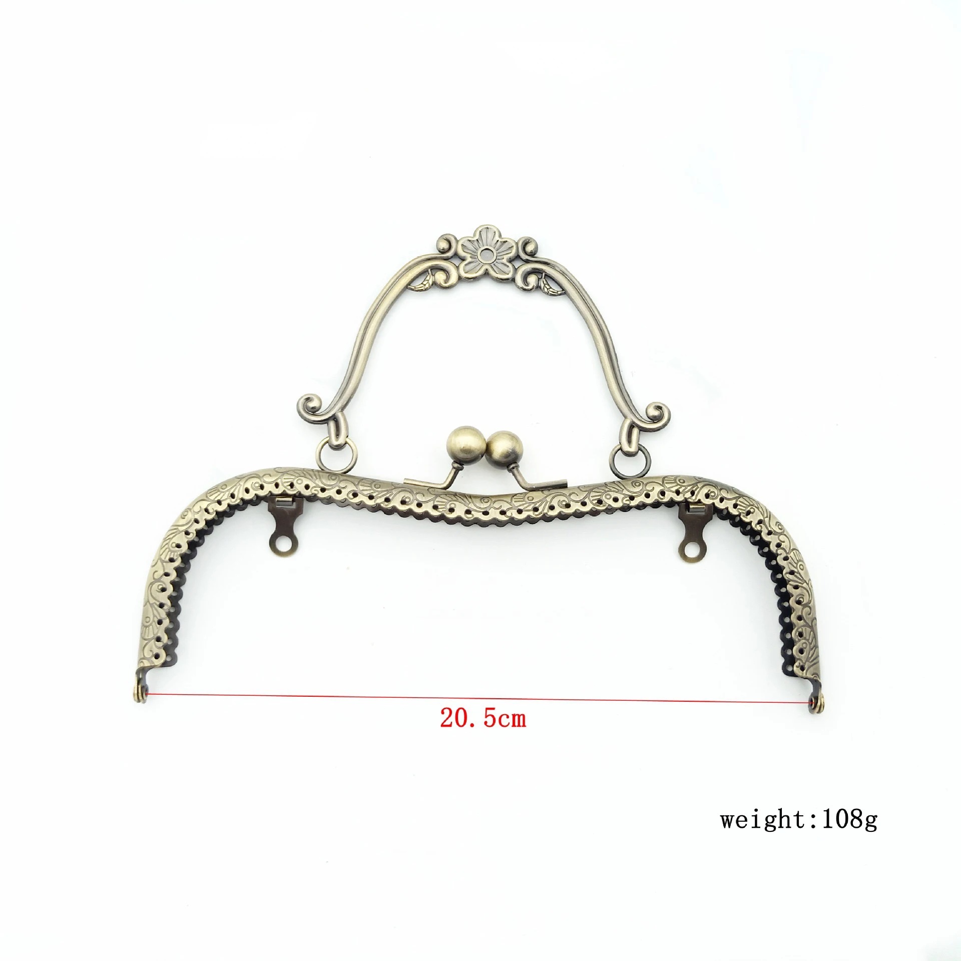 1pcs 20.5cm Vintage Purse Frame Clutch Bag Clasp Handle DIY Kiss Clasp Lock Bronze Gold Embossing DIY Handbag Frame Accessories