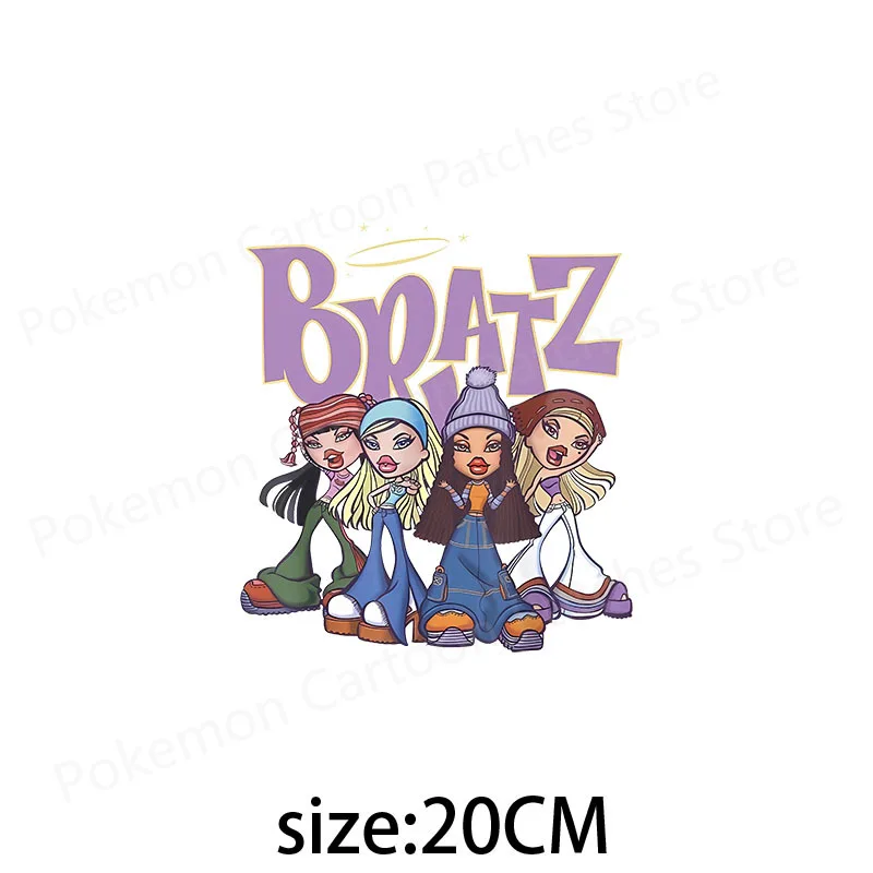 Bratz Cartoon Patches for Clothing Heat Transfer Anime Stickers for Clothes DIY T-Shirts Applique for Girls Custom Decor Gifts