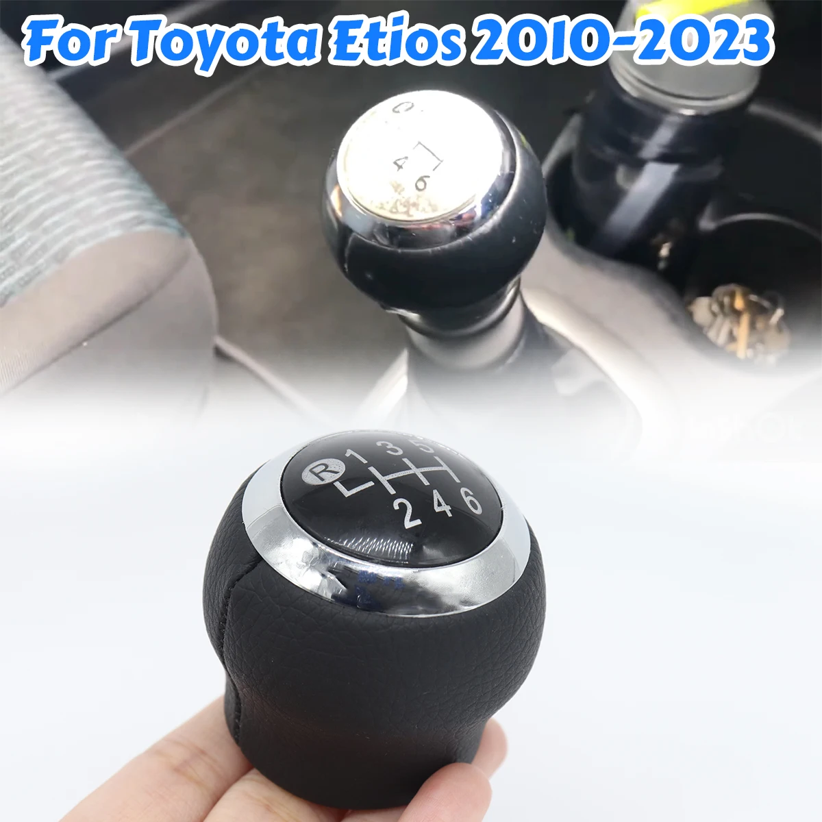 

6Speed Gear Stick Knob Shift Lever Shifter Handball Cover for Toyota Etios 2010-2023 Pu Leather Accessories Parts Handle Replace