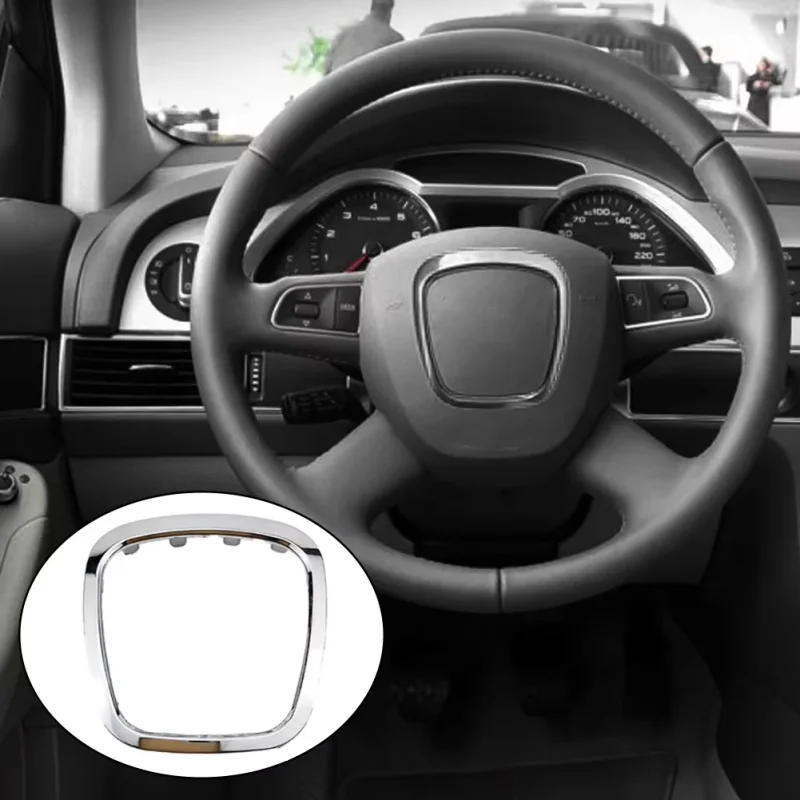 1pc Chrome Car Steering Wheel Frame Trim Cover Replacement for Audi A3 S3 A4 B6 B7 B8 A5 A6 C6 Q7 Q5 2003-2013 Car Accessories