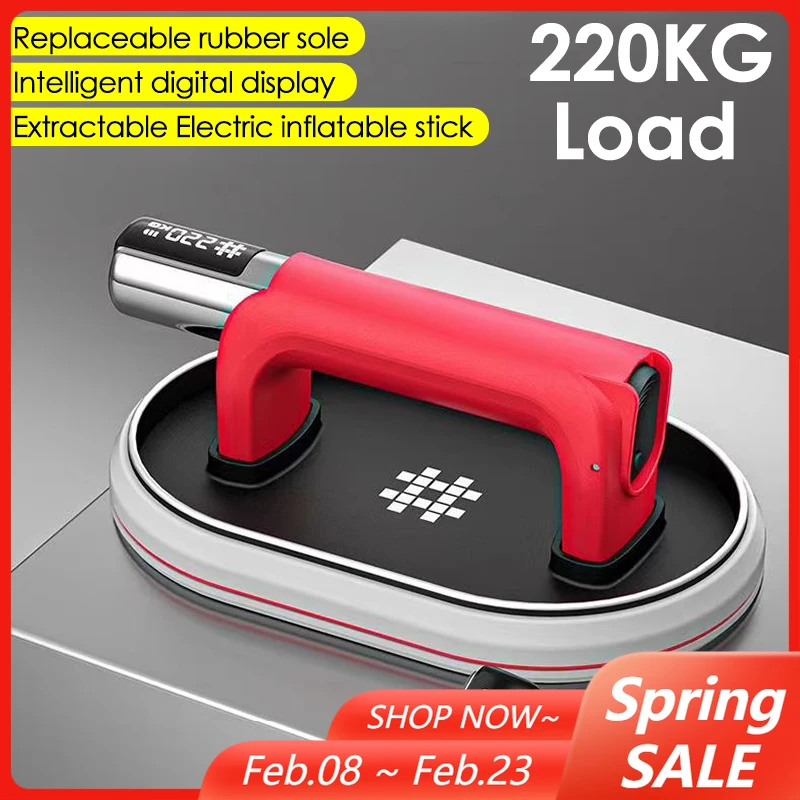 

Intelligent Display Electric Vacuum Suction Cup 220KG Bearing Capacity Vacuum Suckers Air Pump Lifter for Glass Ceramic Tile