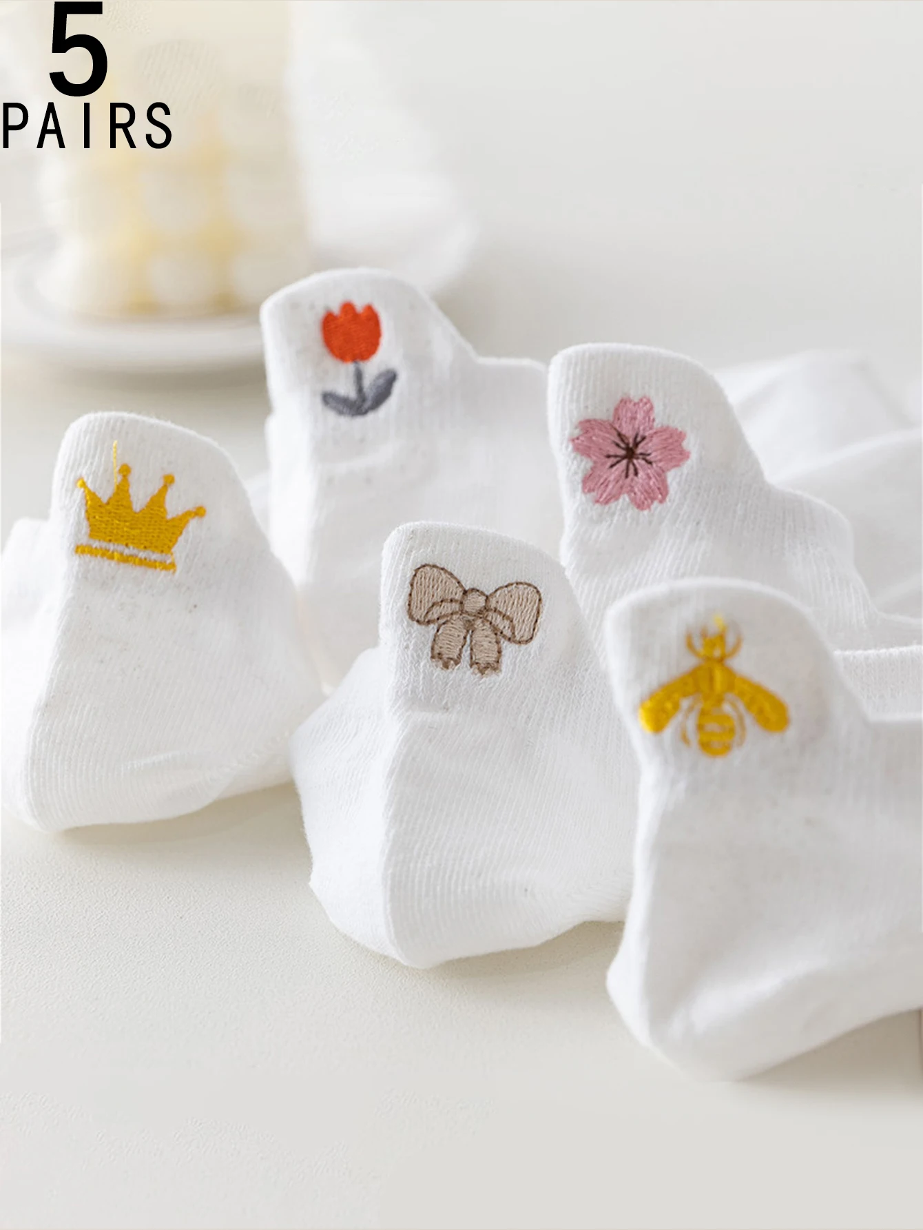 5 Paar Blumen-Low-Cut-Sneakersocken für Damen