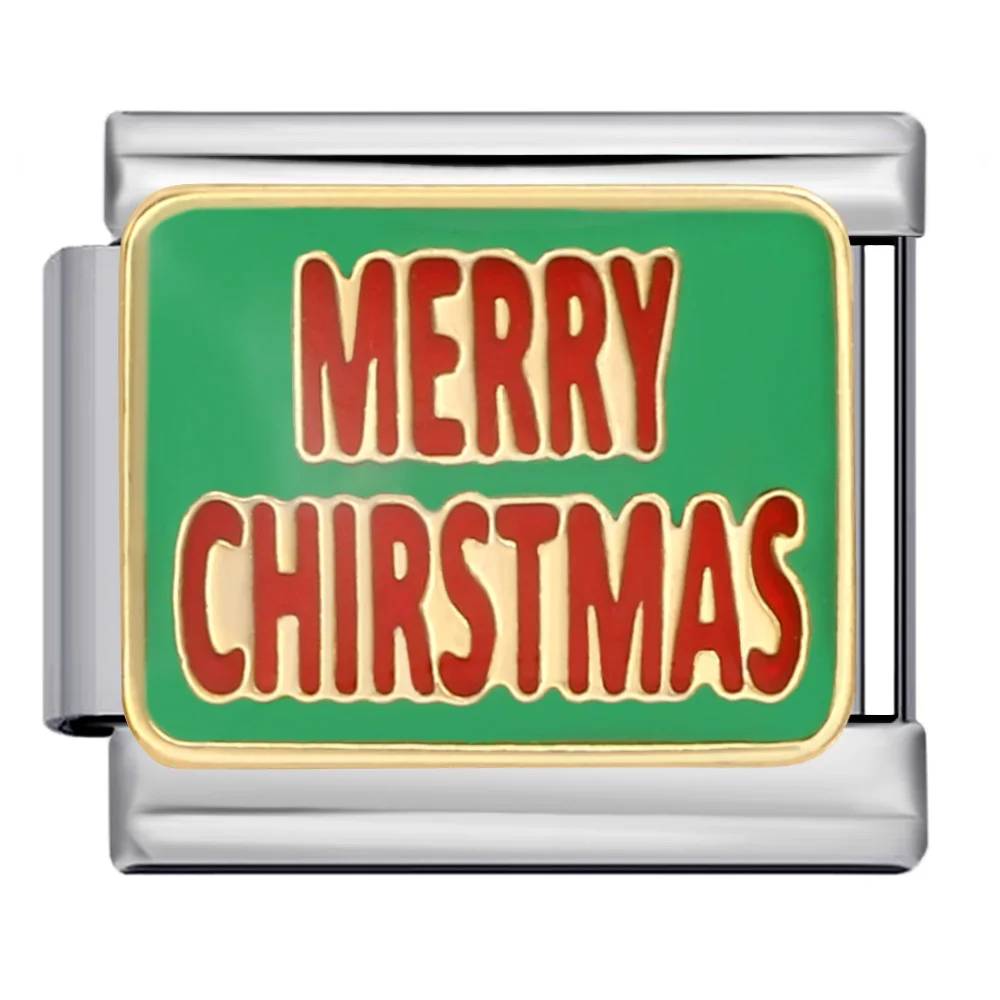 URING Fashion Italian Charm Christmas Santa Claus Snowman Gingerbread Tree Link Fit 9mm Stainless Steel Bracelet DIY Jewelry