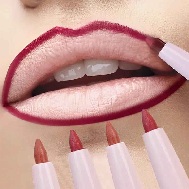 Long Lasting Lipliner Pencil Outline Lips Shape Nude Pink Matte Velvet Lipliner Waterproof Non-stick Cup Lipstick Pen Cosmetics