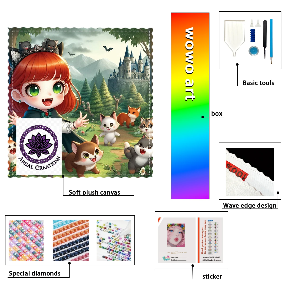 

【ARUAL Diamond Art】little witch 100%Vampire girl and her li resin FD+ab+xc Diamond Stamping Kit Perfect Masterpiece worth Buyi