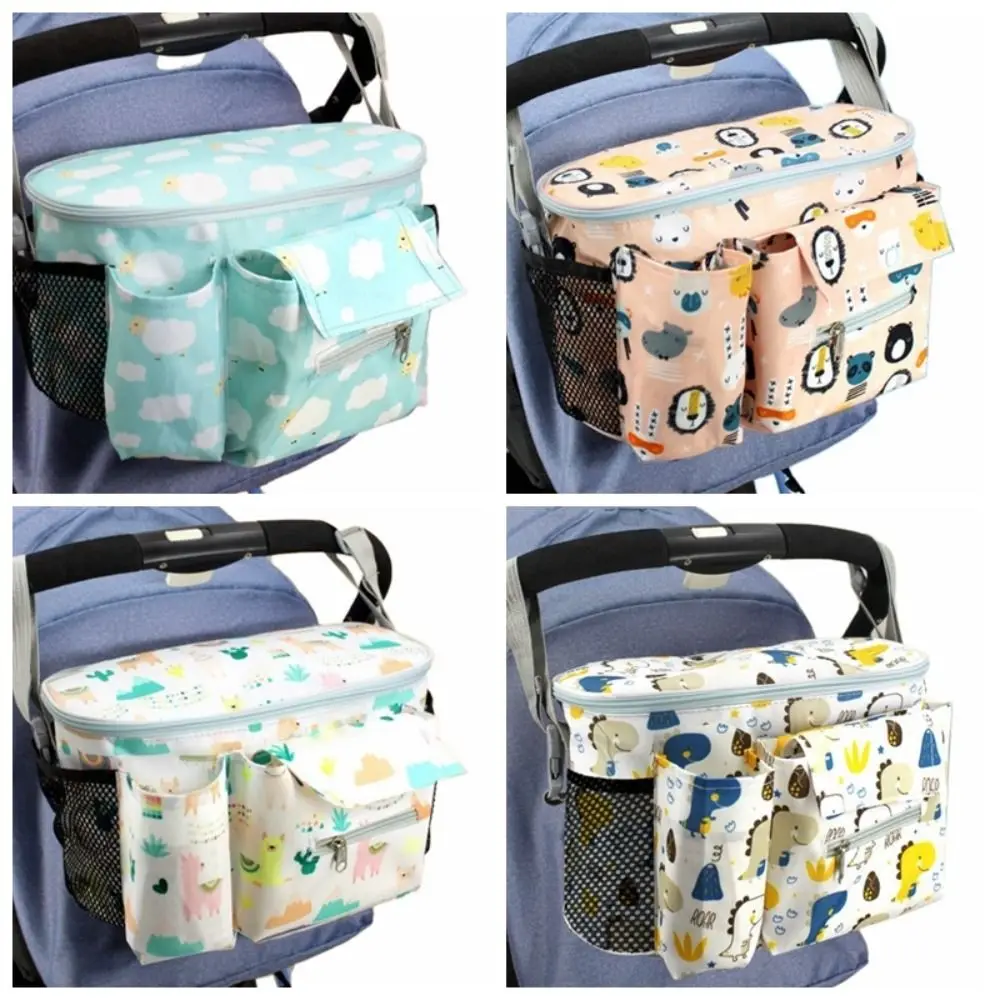 Tas Kereta Dorong Bayi Kain Oxford Bermotif Kapasitas Besar Organizer Kereta Dorong Kartun Multifungsi