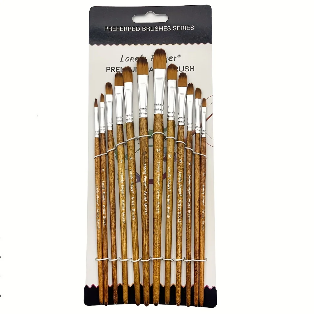 مجموعة فرش طلاء فلبرت للفنان الاحترافي مكونة من 12 قطعة - شعر نايلون عالي الجودة مضاد للتساقط، للأكريليك والألوان المائية والرسم الزيتي #5