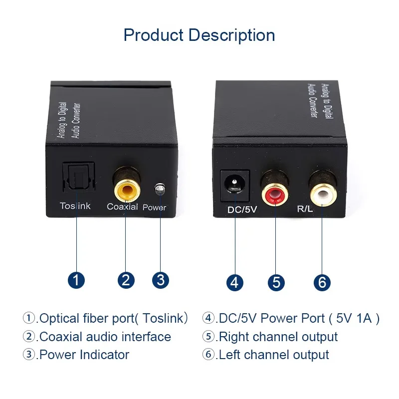 Analog to Digital Converter RCA Analog to Optical Coax Digital Audio Converter