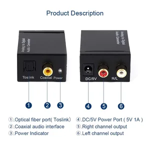 Conversor analógico para digital RCA conversor de áudio digital coaxial analógico para óptico 10 principais vendas conversor dante de áudio - №5