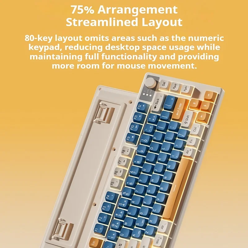 Z75b+ Keyboard Mute Button Ergonomic 75% Configuration Silky Touch PBT Ball Shaped Keycap Multifunctional Knob RGB ABS Material