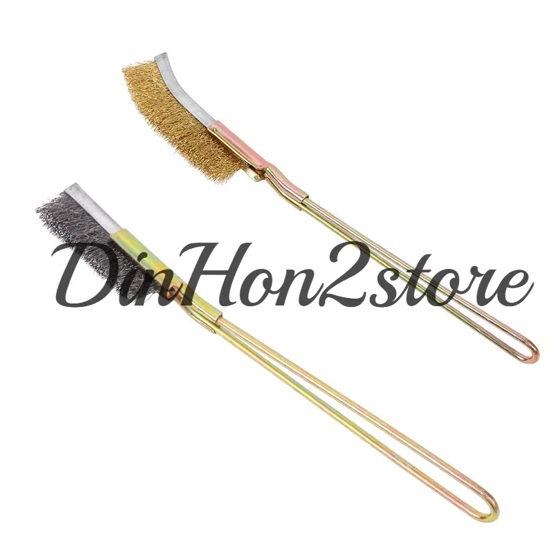 Stainless steel wire brush with handle Industrial copper wire knife brush Barbecue grill grinding rust removal cleaning brush