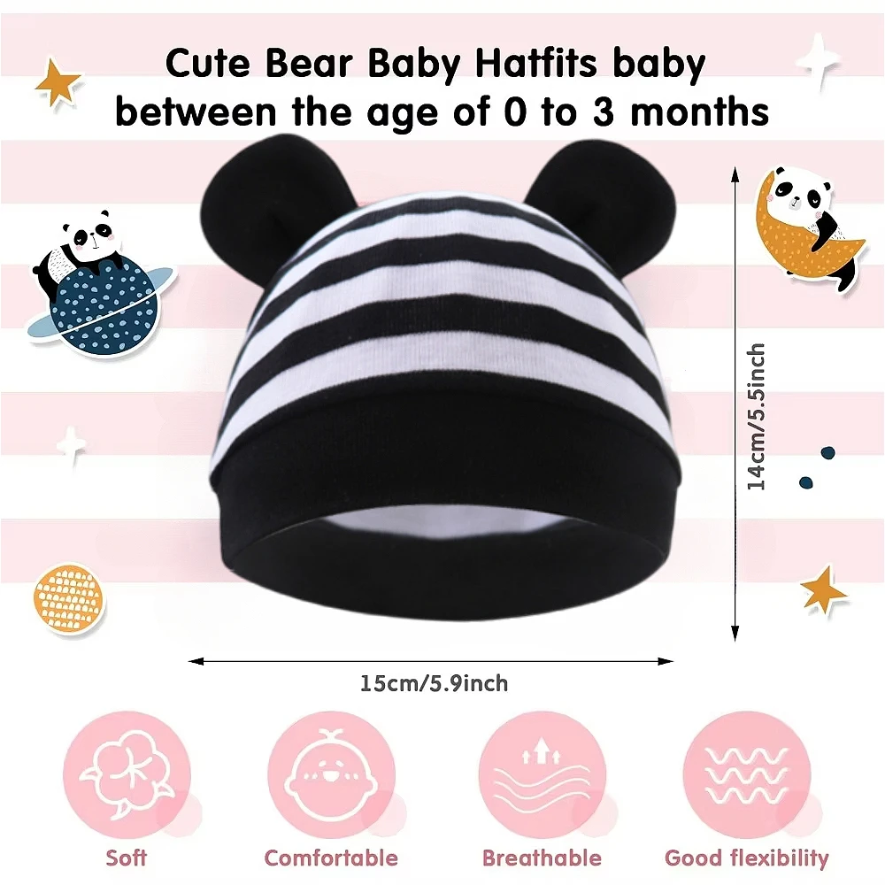 6 stks/set pasgeboren beer oren babymutsje, 0-3 maanden mannelijke baby vrouwelijke baby peuter hoed, baby mutsen hoed, geschikt voor dagelijks gebruik