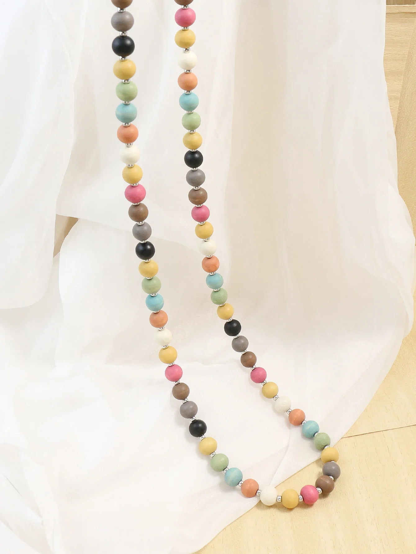 Bohemian Vintage Colorful Long Necklace Women\'s Versatile Vital Colorful Bead String Long Necklace