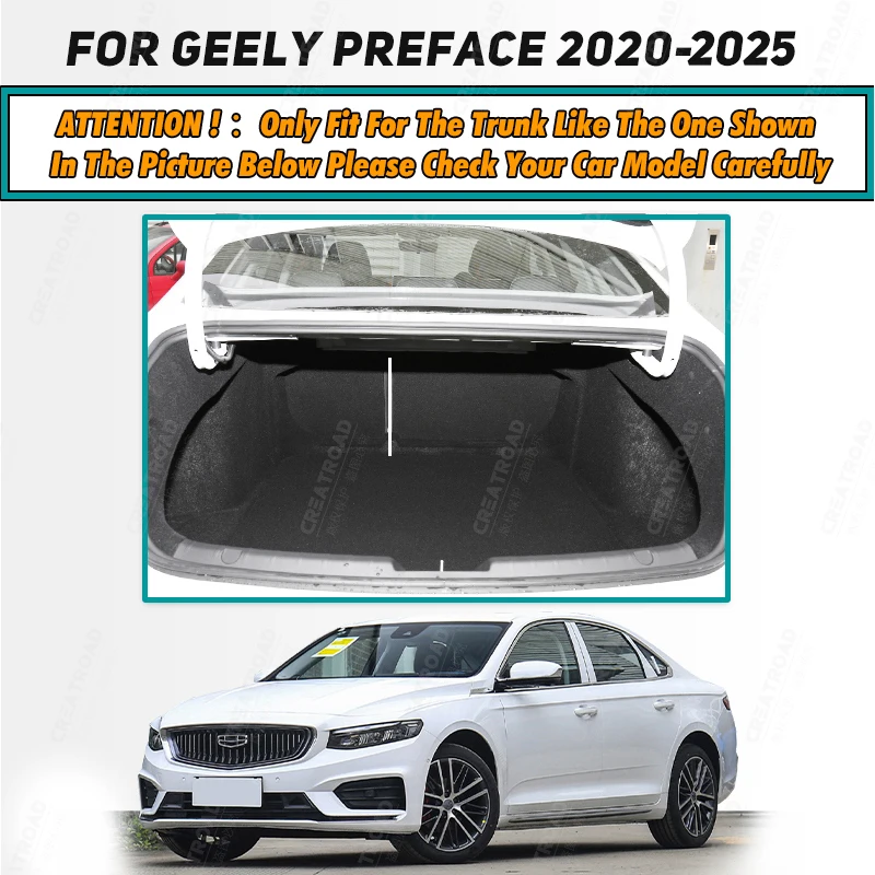 Auto Full Coverage Trunk Mat For GEELY Preface 2020 2021 2022  2023 2024 2025Car Boot Cover Pad Cargo Liner Interior Accessories