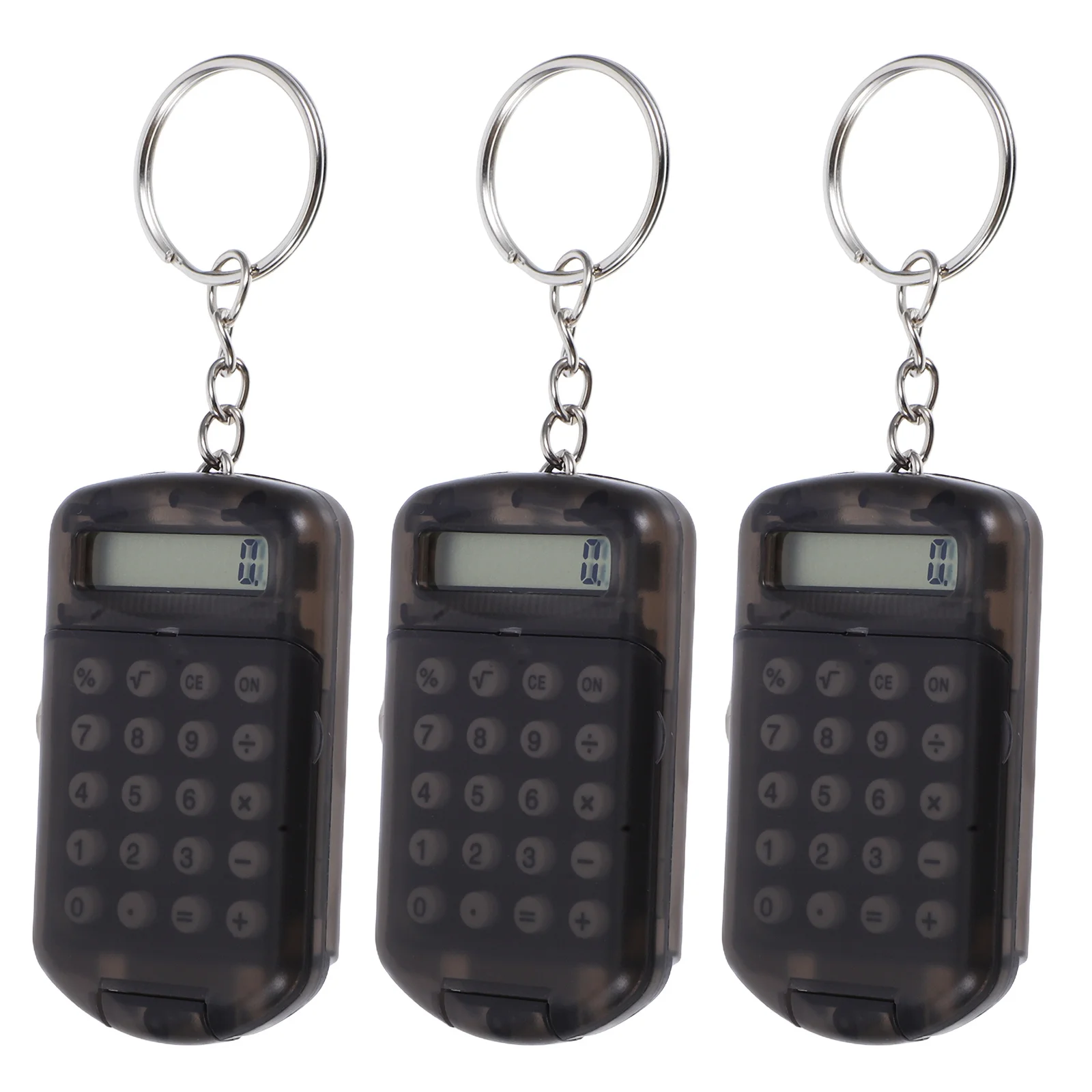 

3Pcs Mini Portable Transparent Calculator Flip Cover Keychain Hanging Small Educational Student Tool Office