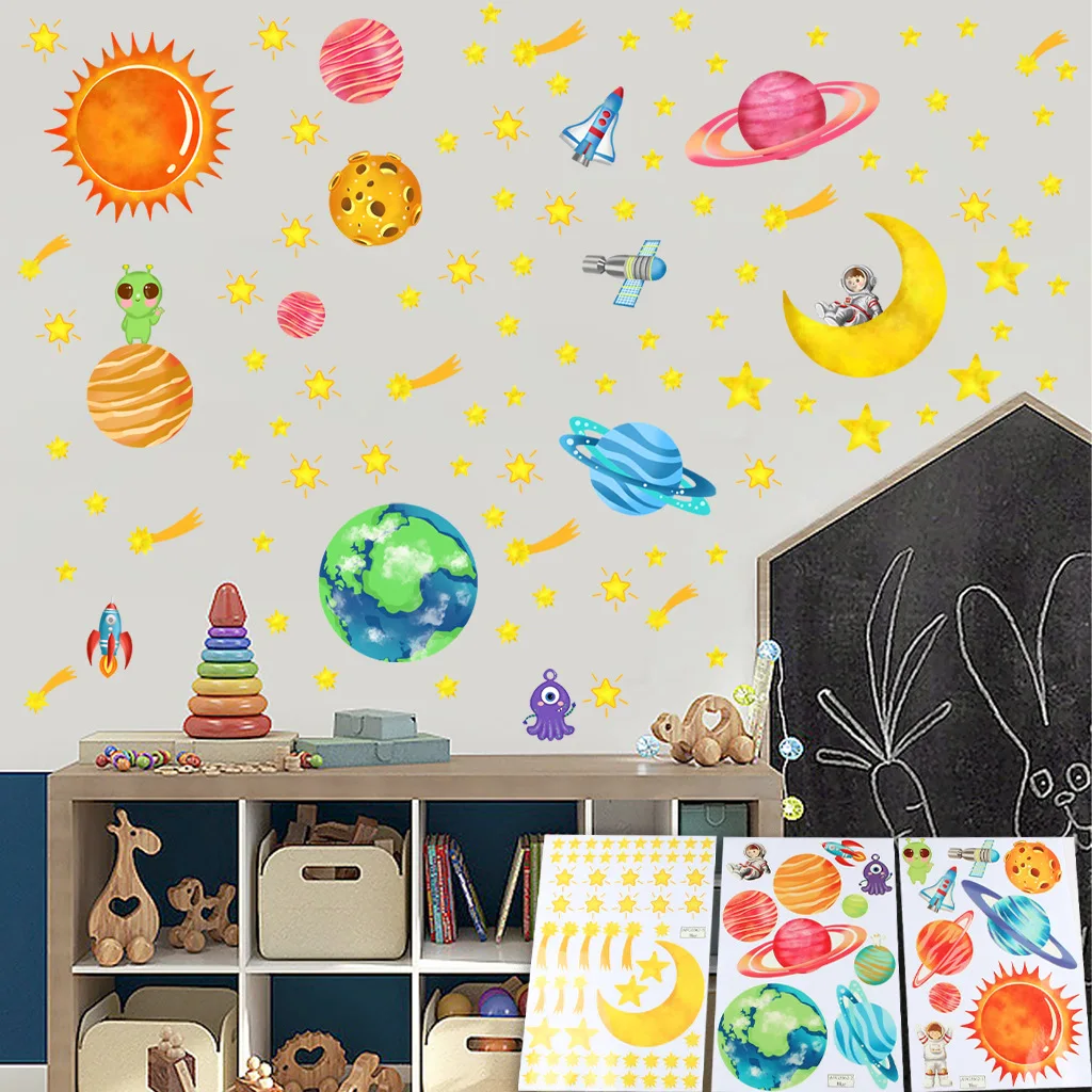 Luminous Moon Stars Wall Stickers for Kids Room Bedroom Decor Glow in The Dark Earth Wall Decals Noctilucent Stickers Home Decor