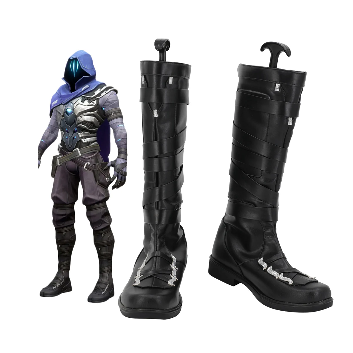 Valo-rant Omen Cosplay Boots Custom Made Agent Black Shoes Any Size
