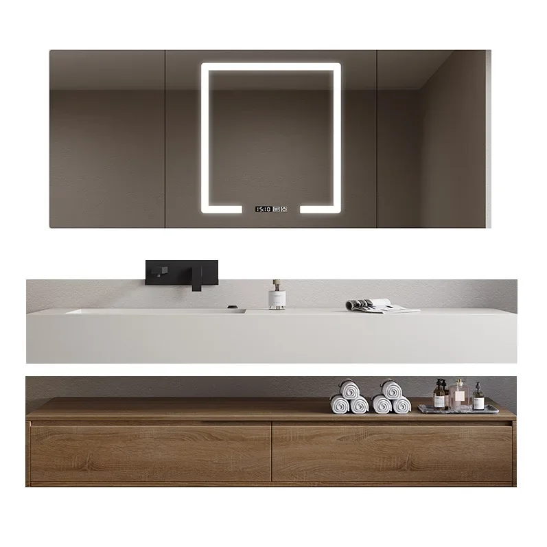 Bathroom cabinet combination rock plate integrated basin modern simple bathroom solid wood washstand washbasin cabinet