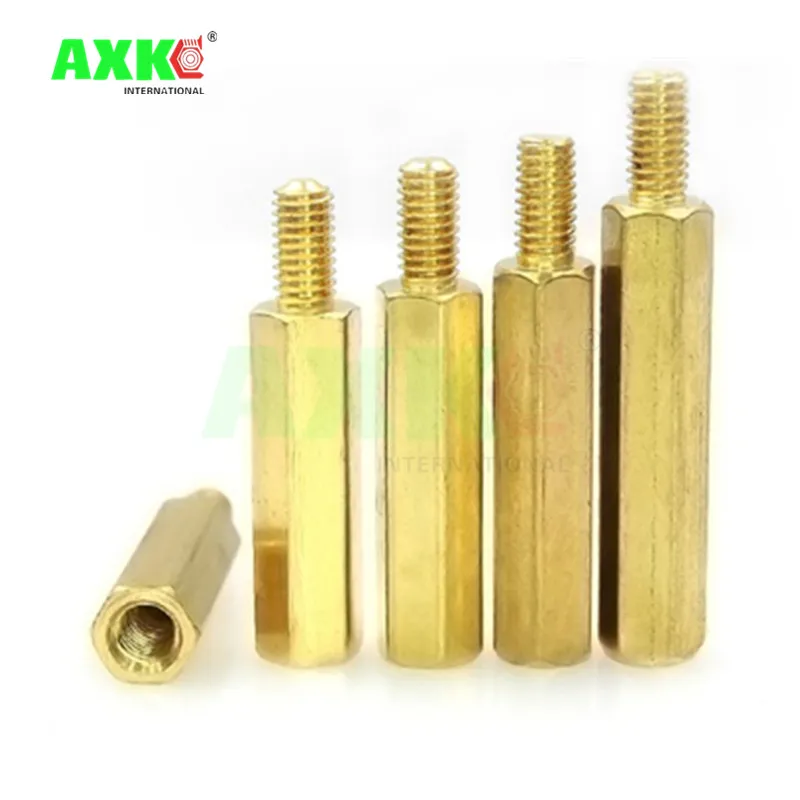 AXK M3*4/5/6/7/8/9/10/11/12/13/14/15+6MM Female Brass Standoff Spacer Copper Hexagonal Stud Spacer Hollow Pillars