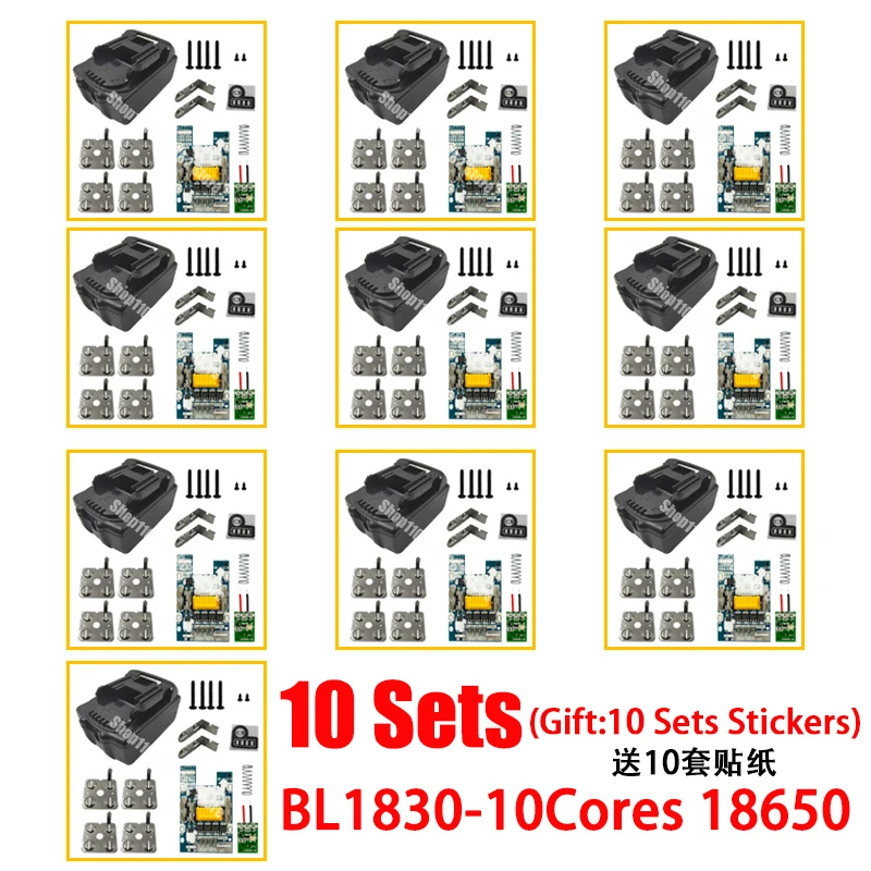 10 Pcs Power Tool Parts 10*18650 for Makita 18V Lithium Battery Case Box Charging Protection Circuit Board PCBA Shell Housings