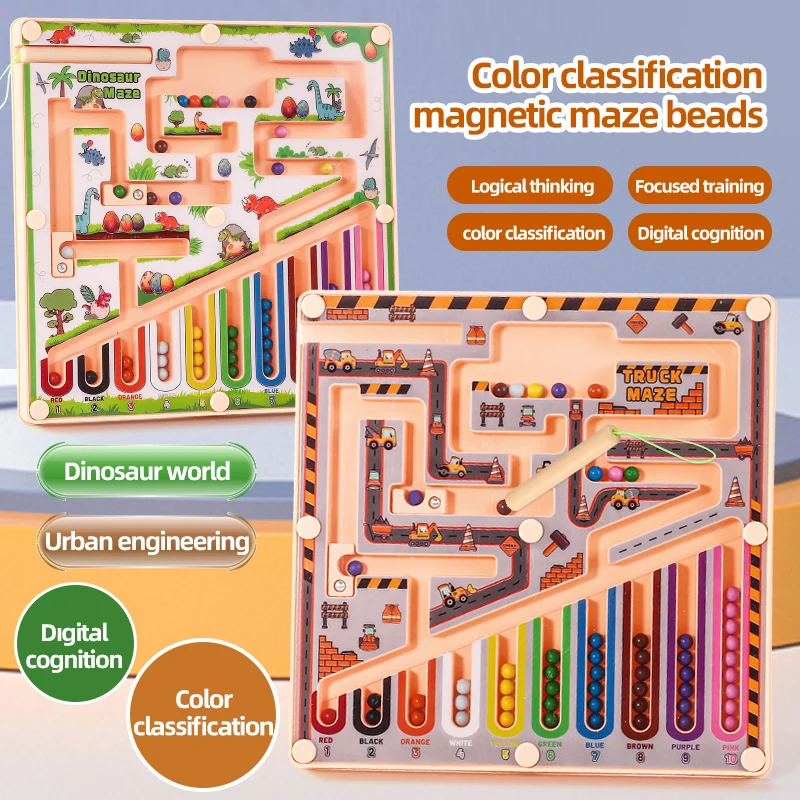 Children's Magnetic Maze Bead String Concentration Training Tool, Educational Toy for Developing Logical Thinking, Suitable for 3-Year-Old Children, a Toy Gift Suitable for Both Boys and Girls