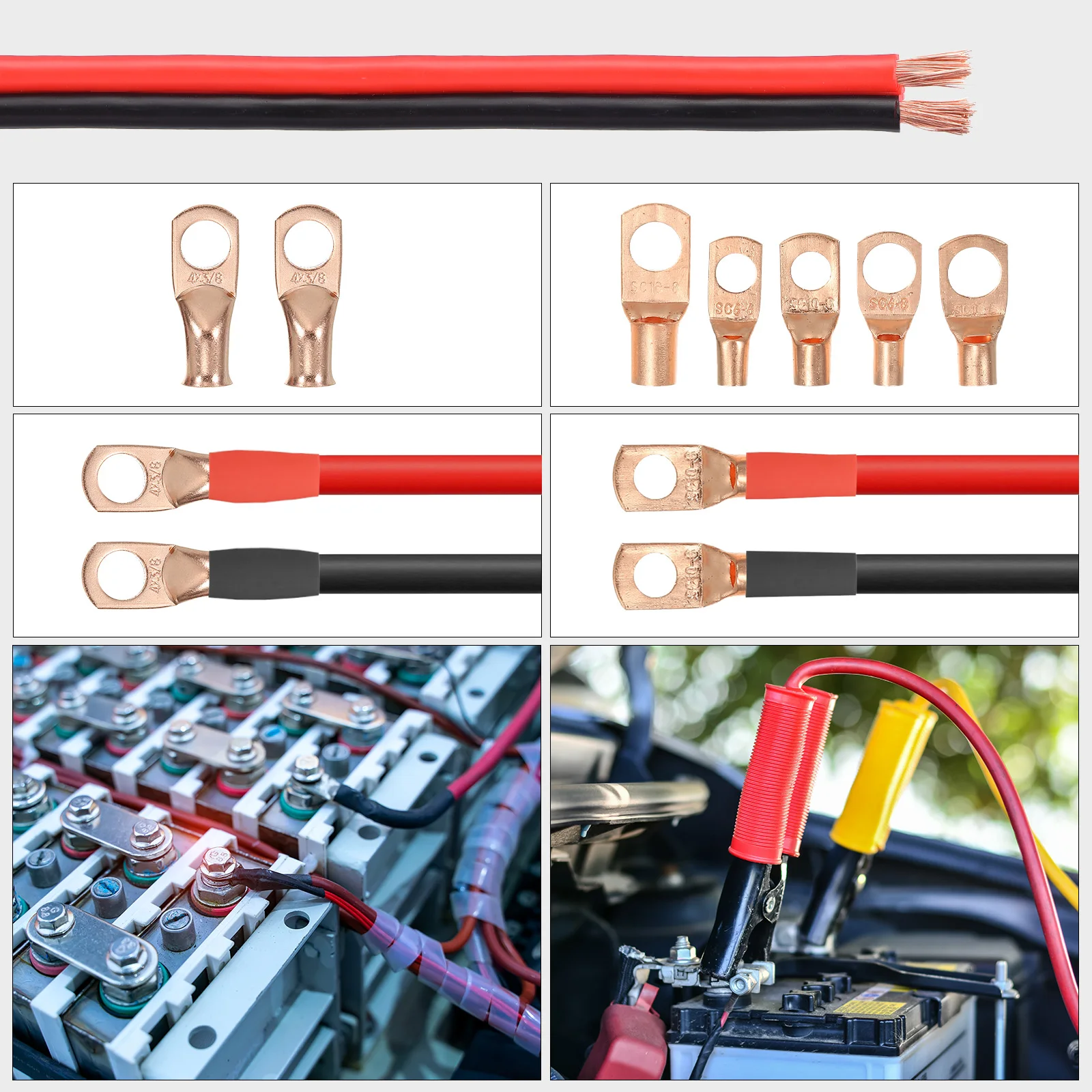 50ft/100ft Electrical Wire Cable 10AWG/12AWG 2468 Electrical Wire PVC Cord Copper Red Black Cable for LED Strips Lamps Lighting