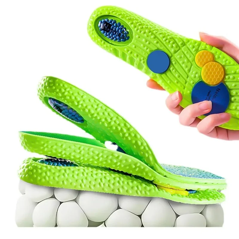 

Новая мягкая и удобная стелька с поддержкой свода стопы, спортивная стелька из искусственной кожи на воздушной подушке, мужская и женская эластичная амортизирующая стелька