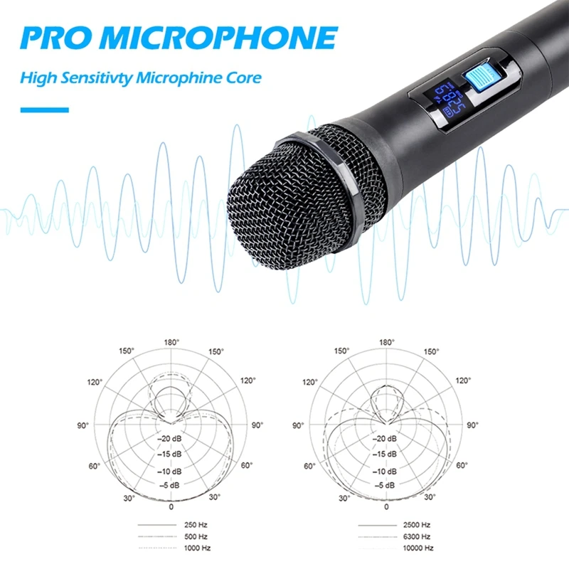 Super Sale 4 Channel Wireless Microphone System Cordless Mic Set with Four Handheld Mics Fixed Frequency, Long Range 200ft US