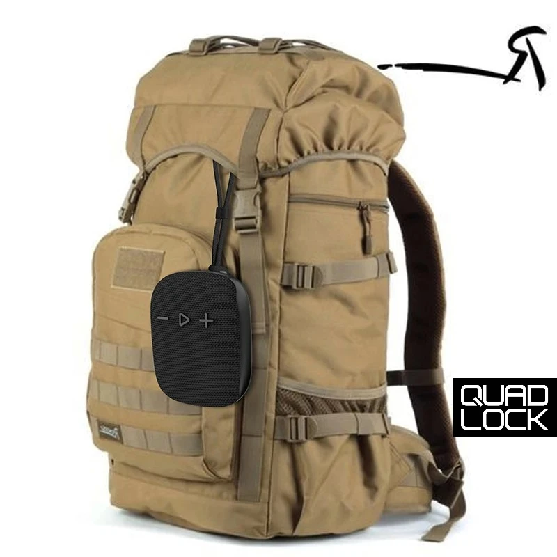 

QUAD LOCK Mini Wireless Speaker Bluetooth BT5.3 Built-in Mic IPX4 Waterproof Shockproof Oudtoor Backpack Bike Speaker