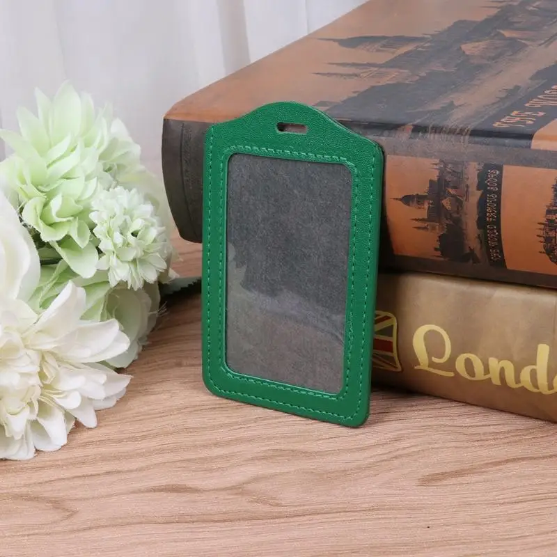 

X90D 10 Colors Window Business Work Card Holder Leather for Case Badge Vertical